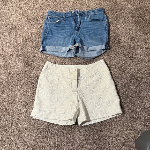 The Limited Pants - Blue Denim and White Textured Shorts Set